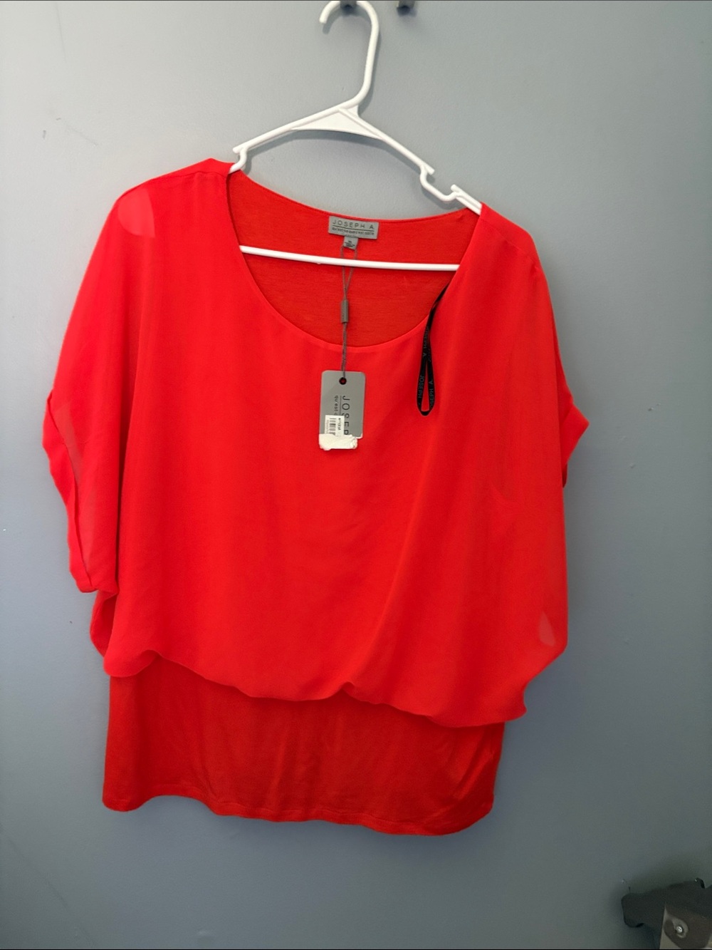 Soprano Vibrant Red Layered Chiffon Dolman Blouse